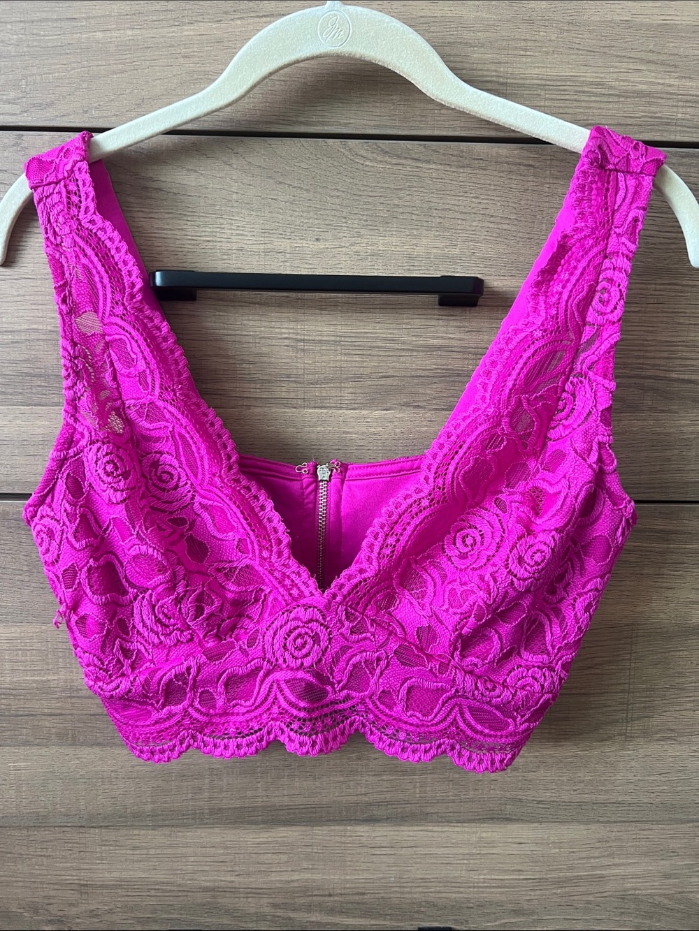 bebe Pink Lace Crop Bralette Top